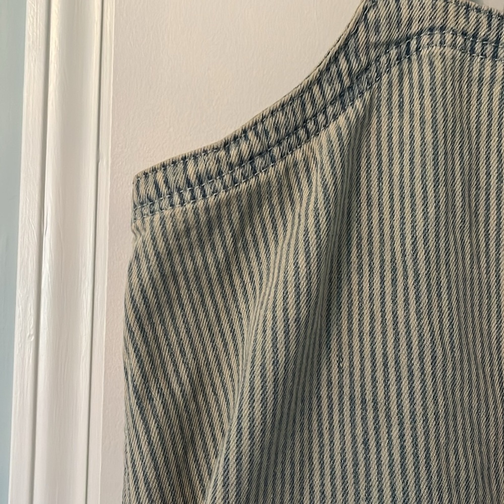 We The Free People Smocked Overall Railroad Striped Tunic/Mini XL Blue/White EUC - Picture 5 of 7
